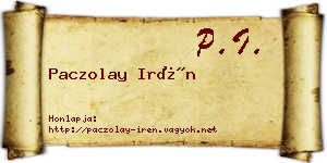 Paczolay Irén névjegykártya